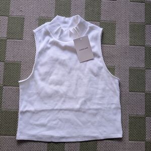 Everlane Women's White Sleeveless Mockneck